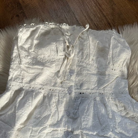 LULU’S White Strapless Eyelet Button Down Romper - Picture 3 of 4